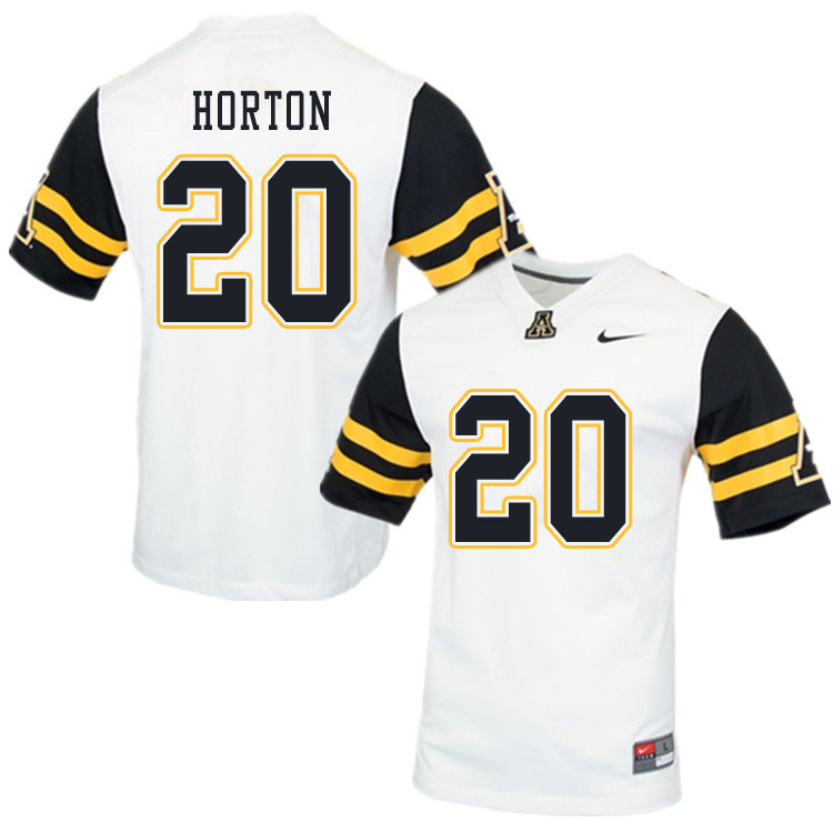 Men #20 Sean Horton Appalachian State Mountaineers College Football Jerseys Sale-White